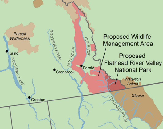 extract from proposed Flathead River National Park map