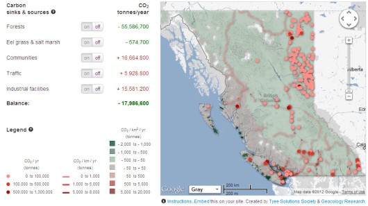 tyee carbon map with table